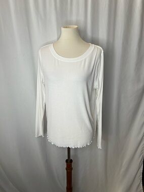 🤍 Joy Lab White Ribbed Long Sleeve Top | Open Back | Size Large